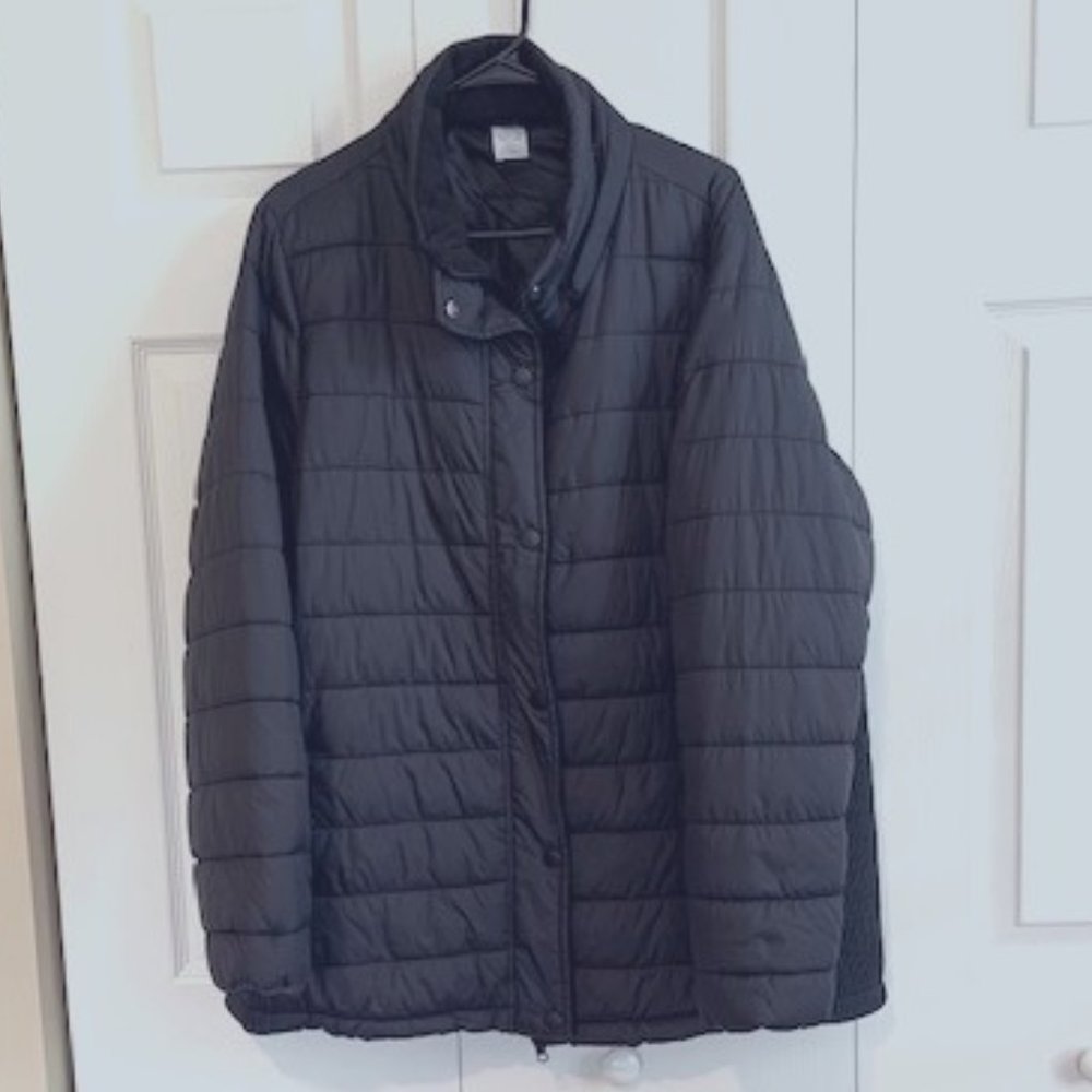 Time & Tru Black Puffy Jacket 1X